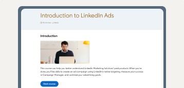 browser window displaying LinkedIn Ads course page