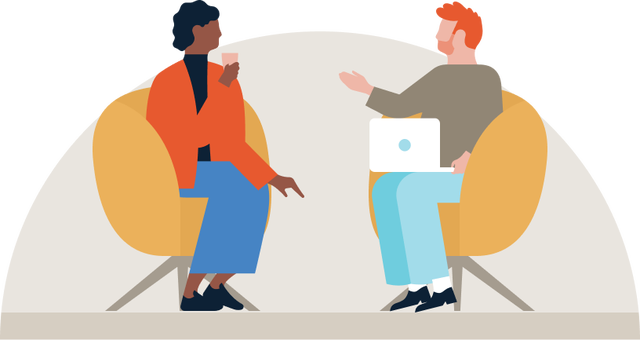 Illustration of two people in an interview