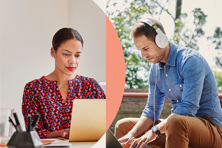 Man and Woman on computer
