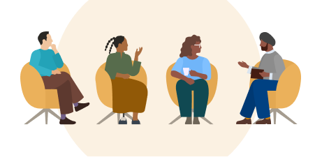 illustration of several people in a discussion