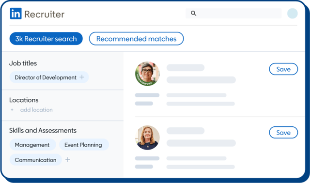 Recruiter dashboard showing candidate recommended matches