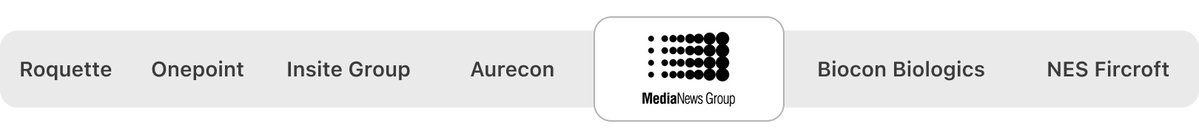 Insite. group, Aurecon, MediaNews Group, Biocon Biologics, and NES Ficoft