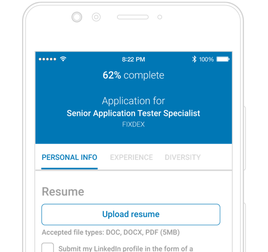 Image of mobile view of LinkedIn ATS apply