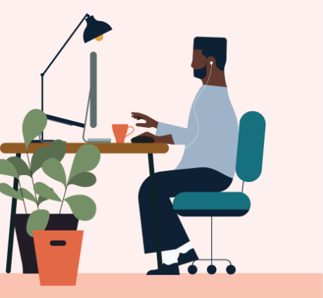 Illustration of a person on a computer