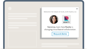 Illustratie van LinkedIn dynamische advertenties op een computerscherm.