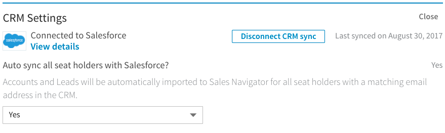 Image of CRM Disconnect button