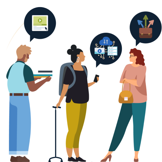 Illustration featuring 3 professionals