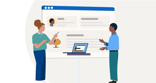 Illustration of professionals giving a presentation