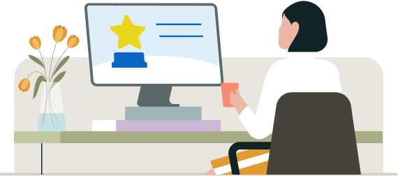 illustration of someone finishing a certificate on-line