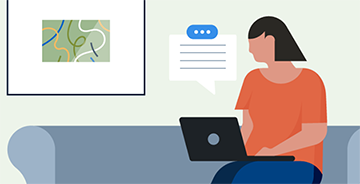 Illustration of a professional sending a message