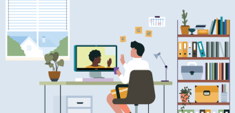Ilustración de dos personas en una videollamada