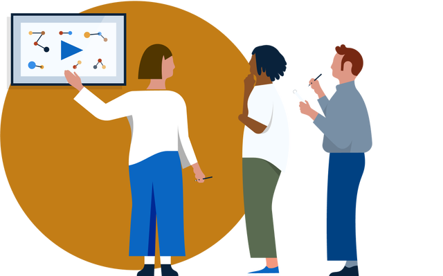 Illustration of 3 people collaborating