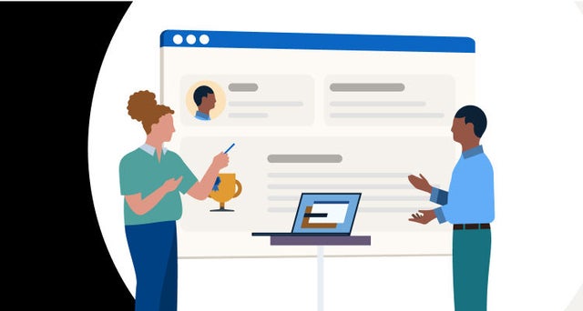 Illustration of professionals giving a presentation