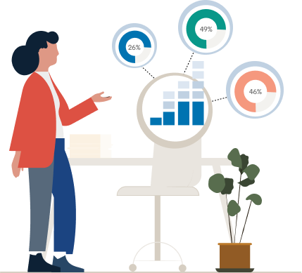 illustration of a person examining statistical data