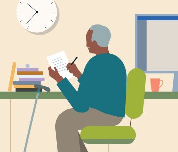 Illustration of professional taking notes
