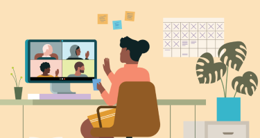 Illustration of a professional working on a desktop