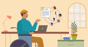 Illustration of a professional working on a laptop