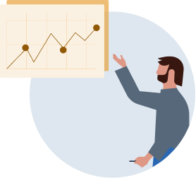 Illustration of a professional presenting information on a graph