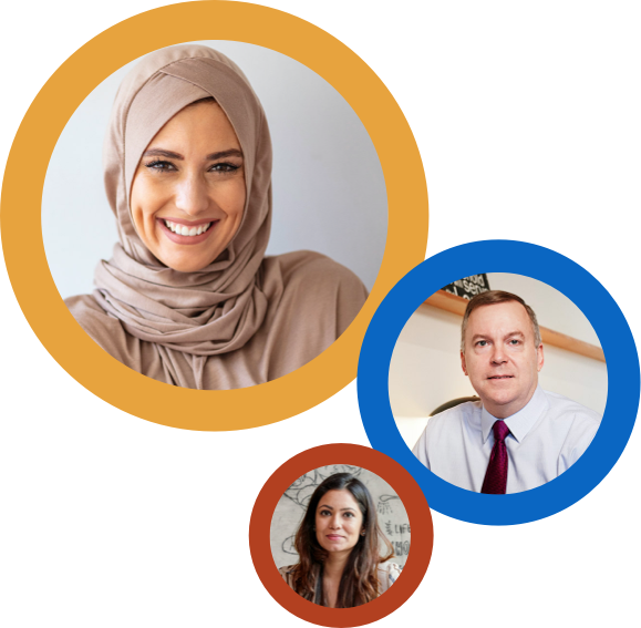 Portraits of 3 Middle Eastern business professionals