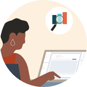Illustration of a professional looking at charts