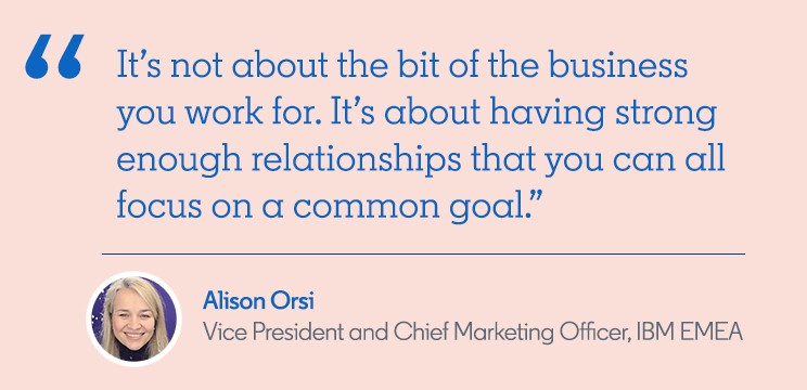 Quote from Alison “It’s not about the bit of the business you work for. It’s about having strong enough relationships that you can all focus on a common goal.”