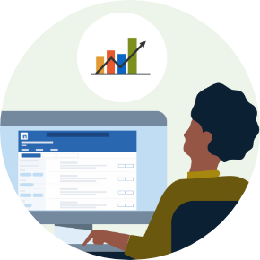 Illustration of a professional looking at analytics