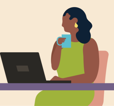 Illustration representing a person on a computer