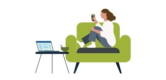 Illustration of two people working on laptops