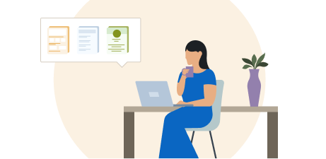 illustration of a person studying at home
