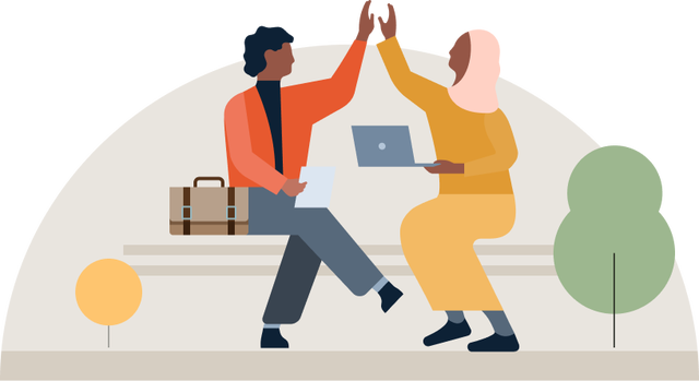Illustration of professionals high-fiving