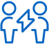 icon: two people and a lightning bolt