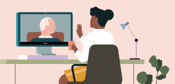 Illustration on a person on a video call