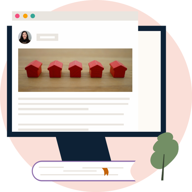 illustration of an on-line course on a monitor 