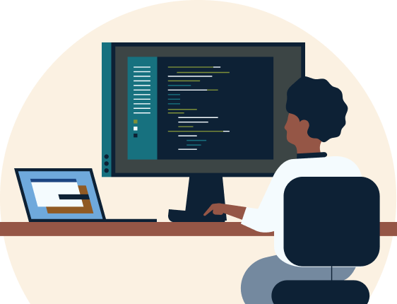 Illustration of a professional working on a desktop