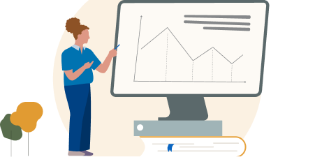 illustration of a person presenting a graph