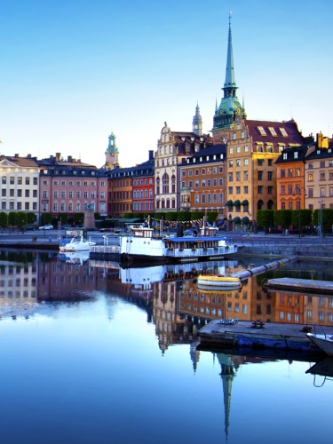 Buildings on a river in Stockholm