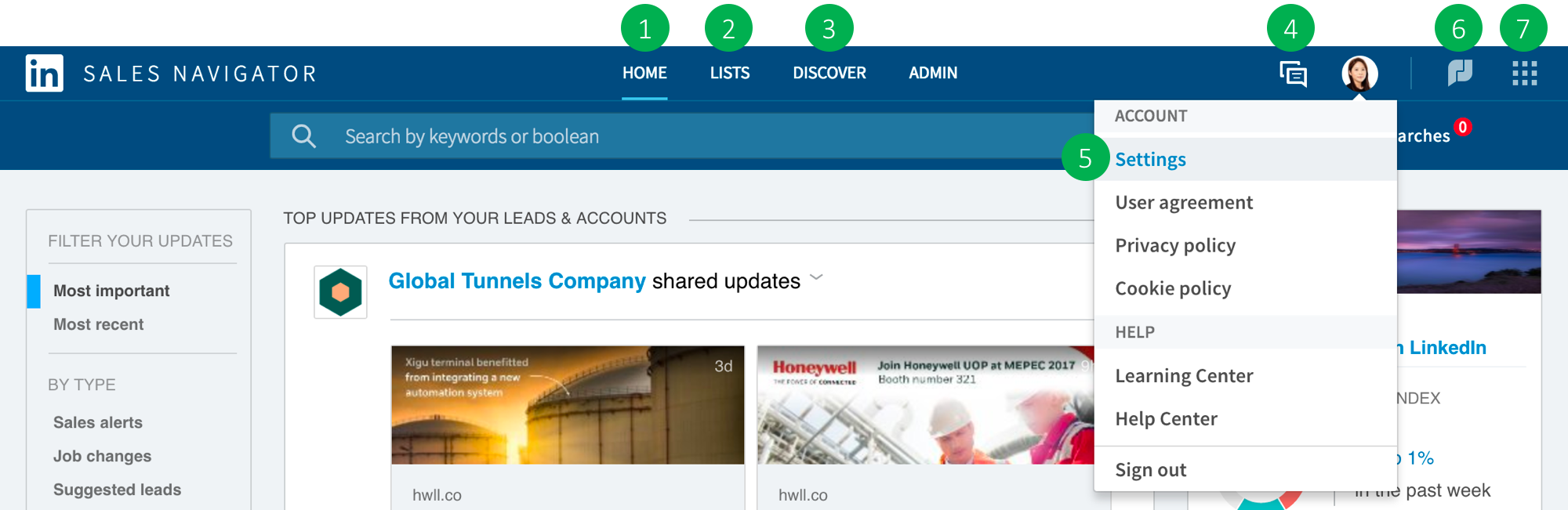 Image of Top Navigation bar