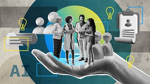 Illustration of people and AI