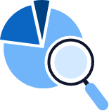 Magnifying Glass Icon Inspecting Blue Pie Chart
