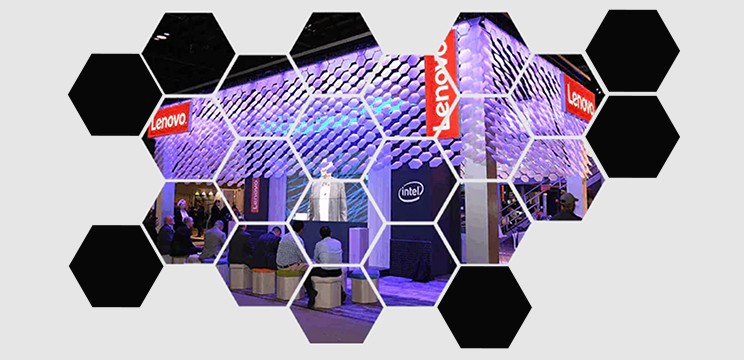 An image of a Lenovo event stand