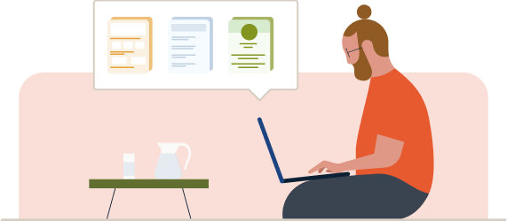 Illustration of professional working on a laptop