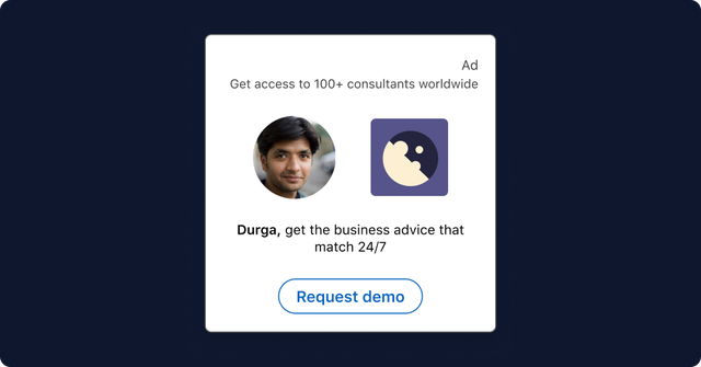 Online ad promoting global business consulting access