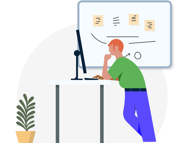Person on desktop computer