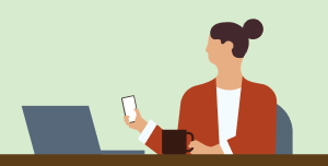 Illustration of professional working on a laptop