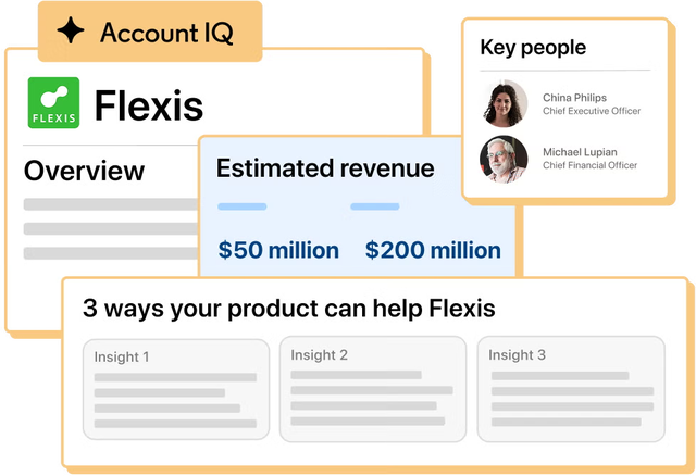 Account IQ dashboard with revenue estimates