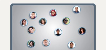 screen showing multiple headshots in circles