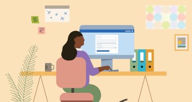Illustration of a professional working on a desktop