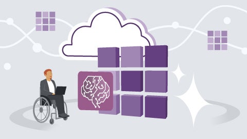 Illustration of AI and a person looking at the cloud