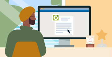 Illustration of professional working on a desktop