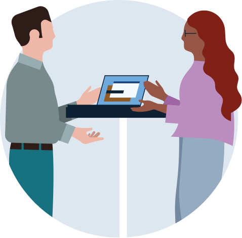 Illustration of professionals in a discussion